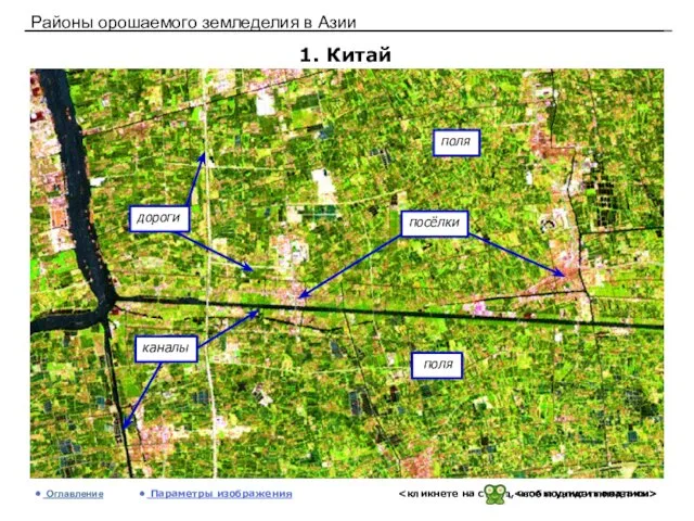 Районы орошаемого земледелия в Азии 1. Китай Оглавление Параметры изображения поля поля