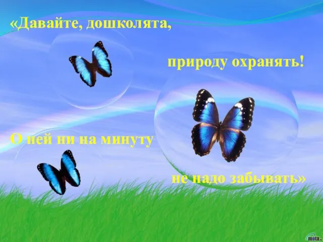 «Давайте, дошколята, природу охранять! О ней ни на минуту не надо забывать»