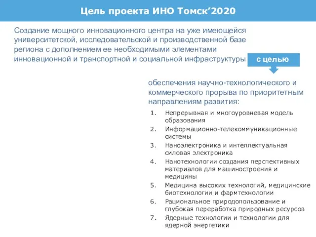 Создание мощного инновационного центра на уже имеющейся университетской, исследовательской и производственной базе