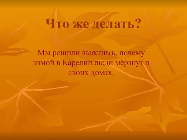 Что же делать? Мы решили выяснить, почему зимой в Карелии люди мёрзнут в своих домах.