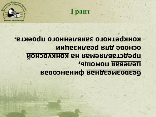 Грант безвозмездная финансовая целевая помощь, представляемая на конкурсной основе для реализации конкретного заявленного проекта.