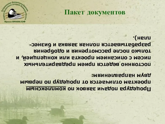 Пакет документов Процедура подачи заявок по комплексным проектам отличается от процедур по