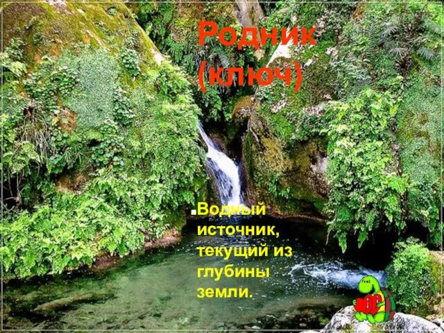 Родник (ключ) Родник (ключ) Водный источник, текущий из глубины земли.