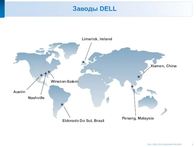 Austin Eldorado Do Sul, Brazil Xiamen, China Penang, Malaysia Заводы DELL Nashville Winston-Salem Limerick, Ireland