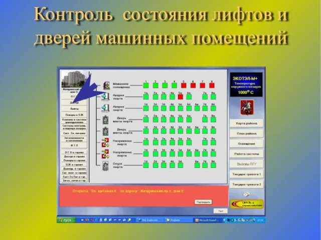 Контроль состояния лифтов и дверей машинных помещений