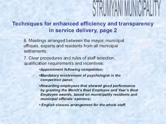 Techniques for enhanced efficiency and transparency in service delivery, page 2 6.