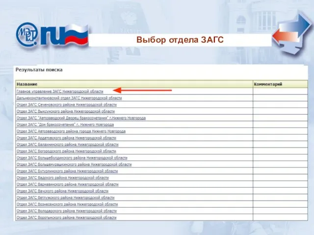 Выбор отдела ЗАГС Выбор отдела ЗАГС