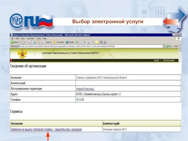 Выбор электронной услуги Выбор электронной услуги Выбор электронной услуги