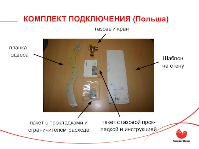 КОМПЛЕКТ ПОДКЛЮЧЕНИЯ (Польша) планка подвеса газовый кран Шаблон на стену пакет с