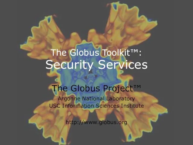 The Globus Toolkit™: Security Services The Globus Project™ Argonne National Laboratory USC Information Sciences Institute http://www.globus.org