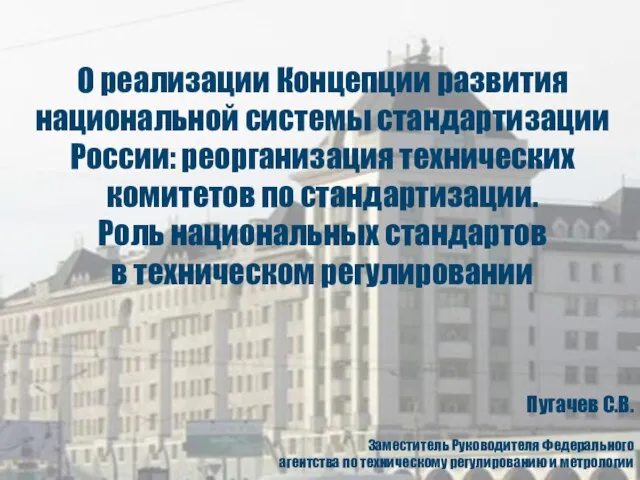 Пугачев С.В. Заместитель Руководителя Федерального агентства по техническому регулированию и метрологии О