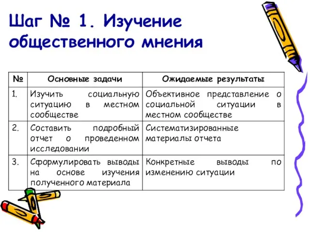 Шаг № 1. Изучение общественного мнения