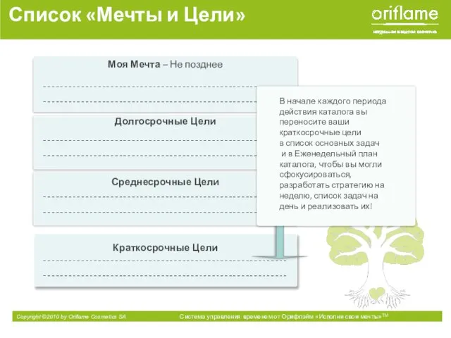 Моя Мечта – Не позднее Долгосрочные Цели Среднесрочные Цели Список «Мечты и