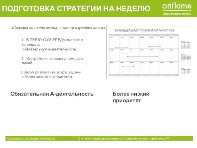 «Сначала оцените скалы, а затем изучайте песок» 1. В ПЕРВУЮ ОЧЕРЕДЬ внесите