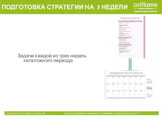 Задачи каждой из трех недель каталожного периода ПОДГОТОВКА СТРАТЕГИИ НА 3 НЕДЕЛИ