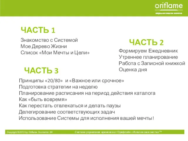 ЧАСТЬ 1 Знакомство с Системой Мое Дерево Жизни Список «Мои Мечты и