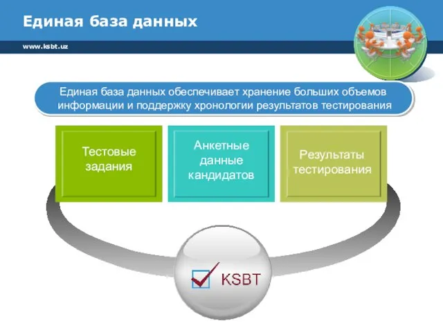 Единая база данных Единая база данных обеспечивает хранение больших объемов информации и