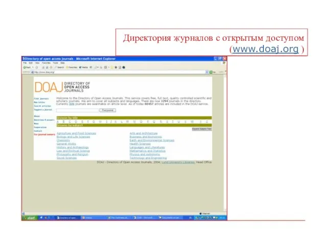 Директория журналов с открытым доступом (www.doaj.org )
