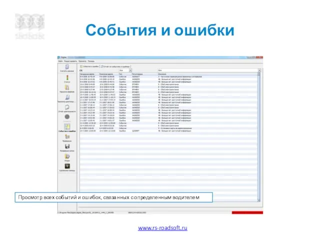События и ошибки Просмотр всех событий и ошибок, связанных с определенным водителем