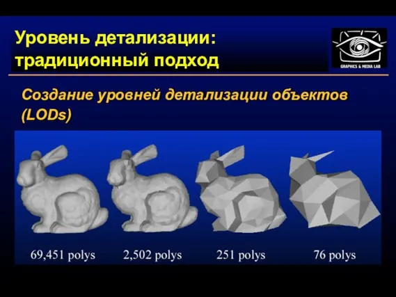 Уровень детализации: традиционный подход Создание уровней детализации объектов (LODs)