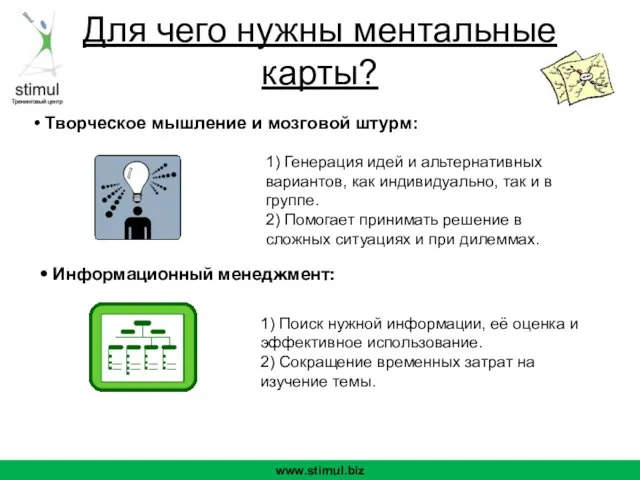 Для чего нужны ментальные карты? • Творческое мышление и мозговой штурм: www.stimul.biz