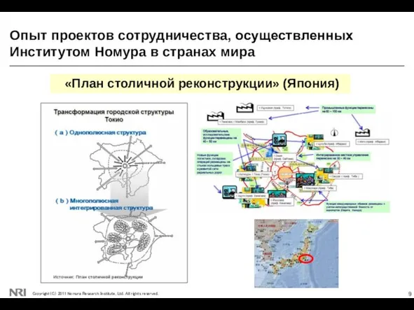 Опыт проектов сотрудничества, осуществленных Институтом Номура в странах мира «План столичной реконструкции» (Япония)