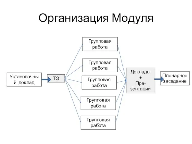 Организация Модуля ТЗ Групповая работа Групповая работа Групповая работа Групповая работа Групповая