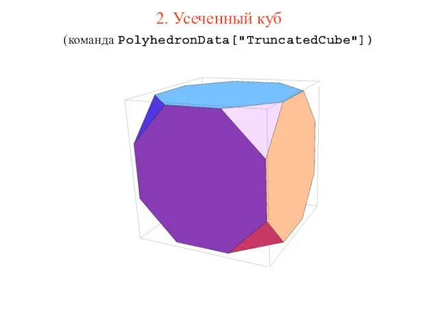 2. Усеченный куб (команда PolyhedronData["TruncatedCube"])