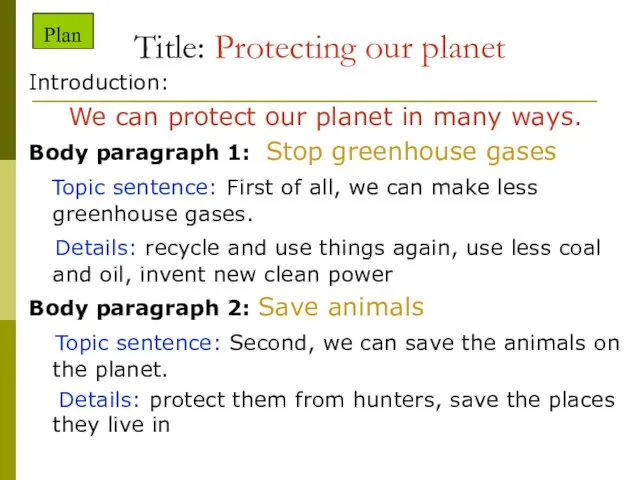 Title: Protecting our planet Introduction: We can protect our planet in many