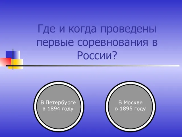 Где и когда проведены первые соревнования в России? В Петербурге в 1894