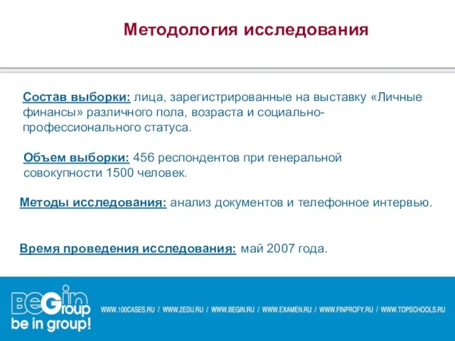 Состав выборки: лица, зарегистрированные на выставку «Личные финансы» различного пола, возраста и