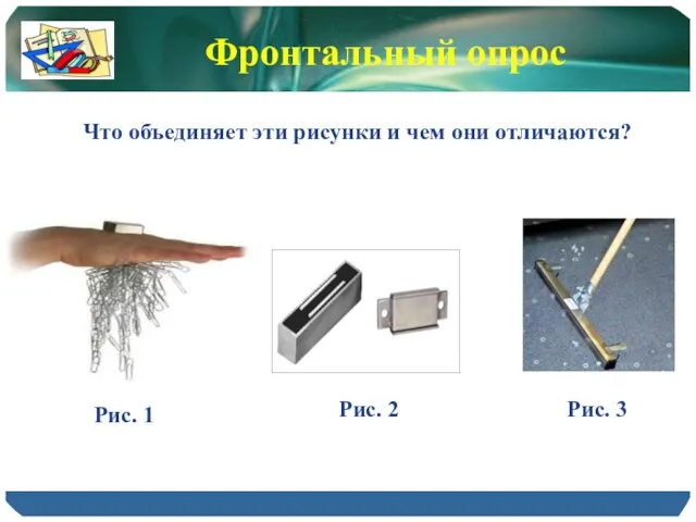 Фронтальный опрос Что объединяет эти рисунки и чем они отличаются? Рис. 1 Рис. 2 Рис. 3