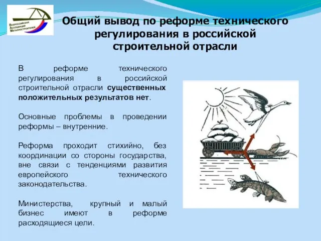 В реформе технического регулирования в российской строительной отрасли существенных положительных результатов нет.