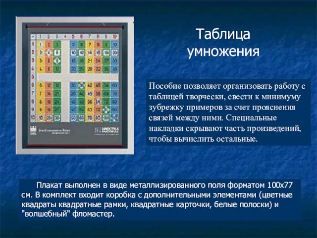 Пособие позволяет организовать работу с таблицей творчески, свести к минимуму зубрежку примеров