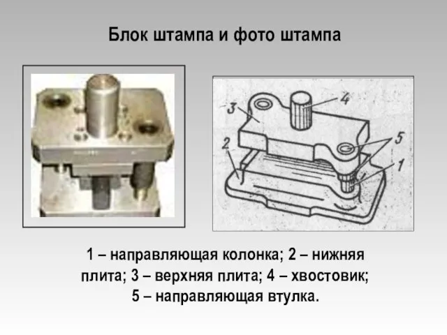 Блок штампа и фото штампа 1 – направляющая колонка; 2 – нижняя