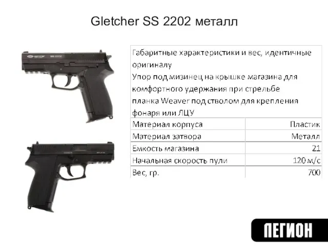 Gletcher SS 2202 металл