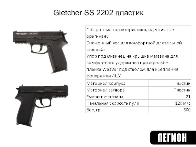 Gletcher SS 2202 пластик