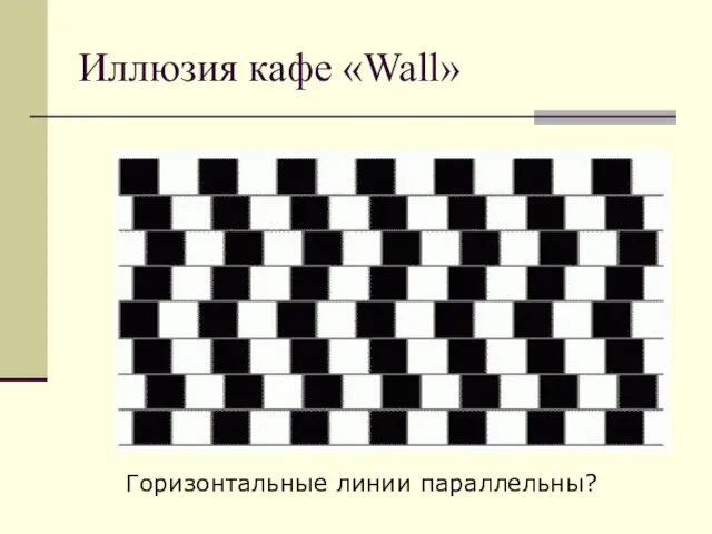 Иллюзия кафе «Wall» Горизонтальные линии параллельны?