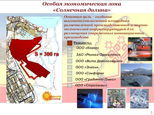 S = 300 га Основная цель – создание высокотехнологичной площадки с разветвленной