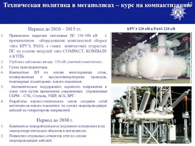 Период до 2010 – 2015 гг. Применение закрытых элегазовых ПС 110–500 кВ