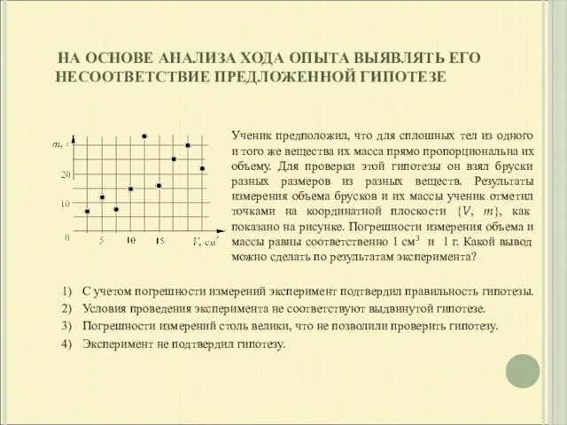 Ученик предположил, что для сплошных тел из одного и того же вещества