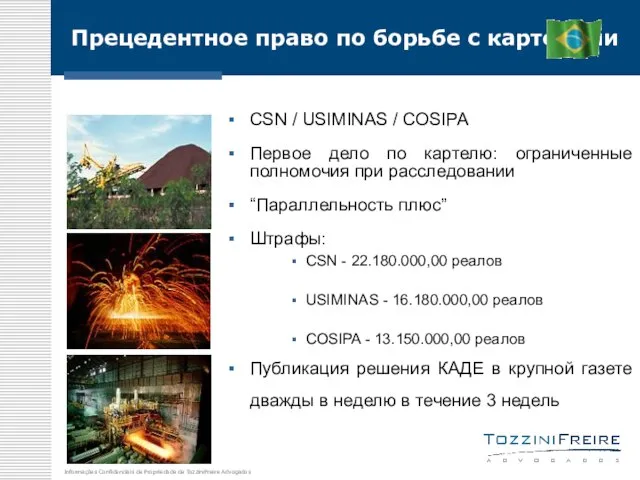 Прецедентное право по борьбе с картелями CSN / USIMINAS / COSIPA Первое