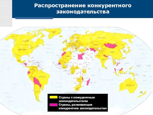 Распространение конкурентного законодательства Страны с конкурентным законодательством Страны, развивающие конкурентное законодательство