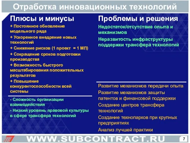 Отработка инновационных технологий