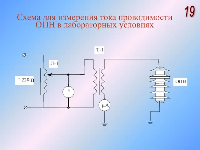 Схема для измерения тока проводимости ОПН в лабораторных условиях 19