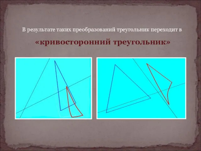 В результате таких преобразований треугольник переходит в «кривосторонний треугольник»