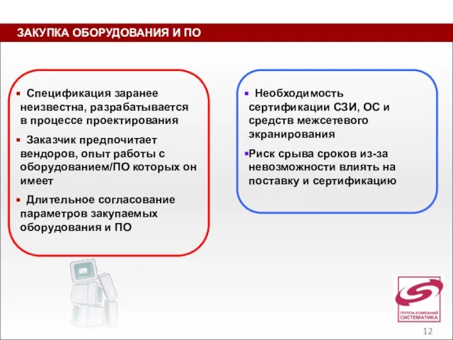 ЗАКУПКА ОБОРУДОВАНИЯ И ПО Спецификация заранее неизвестна, разрабатывается в процессе проектирования Заказчик