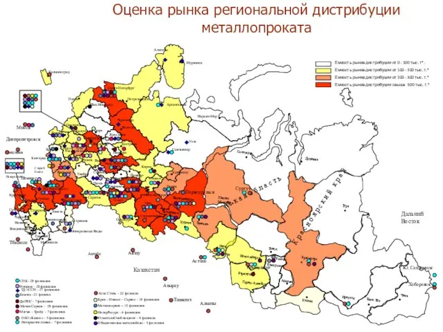 Апатиты ЮгметаллСнаб-холдинг – 4 филиала Оценка рынка региональной дистрибуции металлопроката