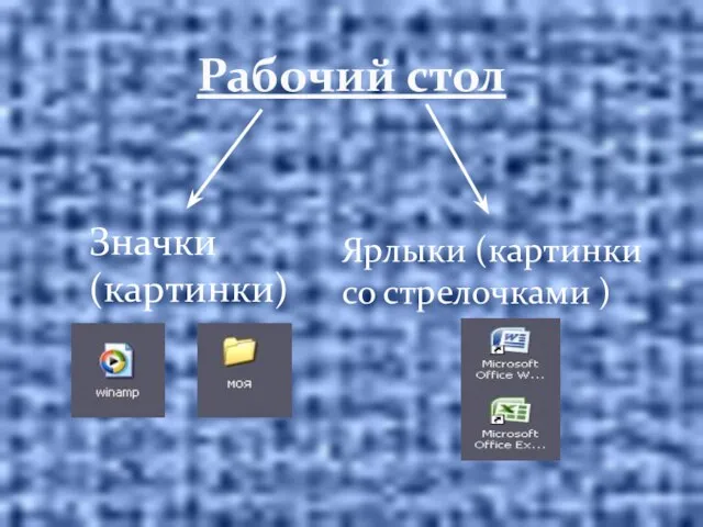 Рабочий стол Значки (картинки) Ярлыки (картинки со стрелочками )