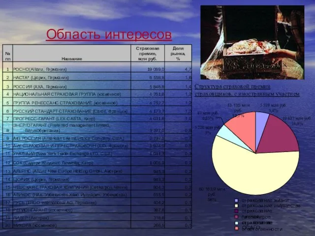 Область интересов 19 607 млн руб. 18,9% 5 589 млн руб. 5,4%